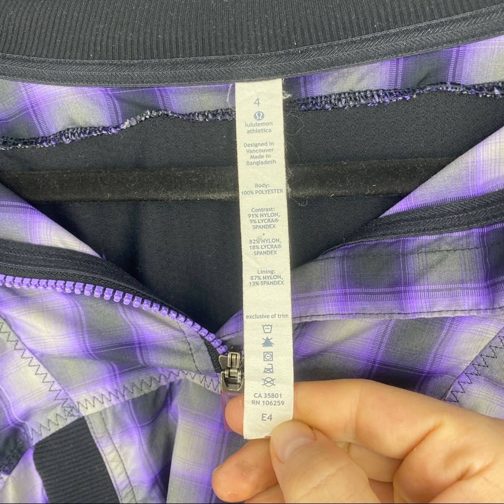 Lululemon Run Reflection Purple Plaid Check Jacket - Picture 6 of 6